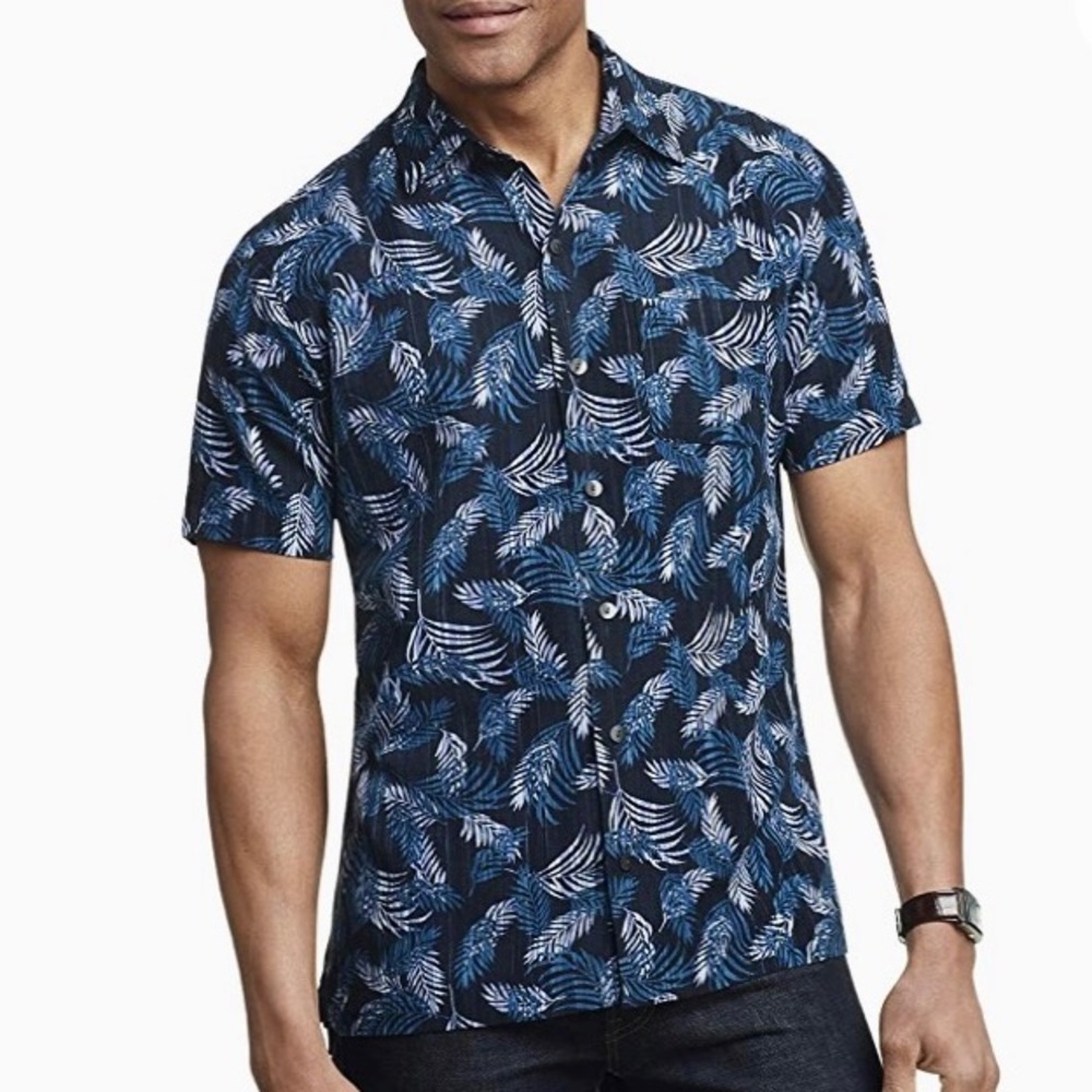 NWT Van Heusen Men's Air Tropical Short Sleeve Button Down Shirt
